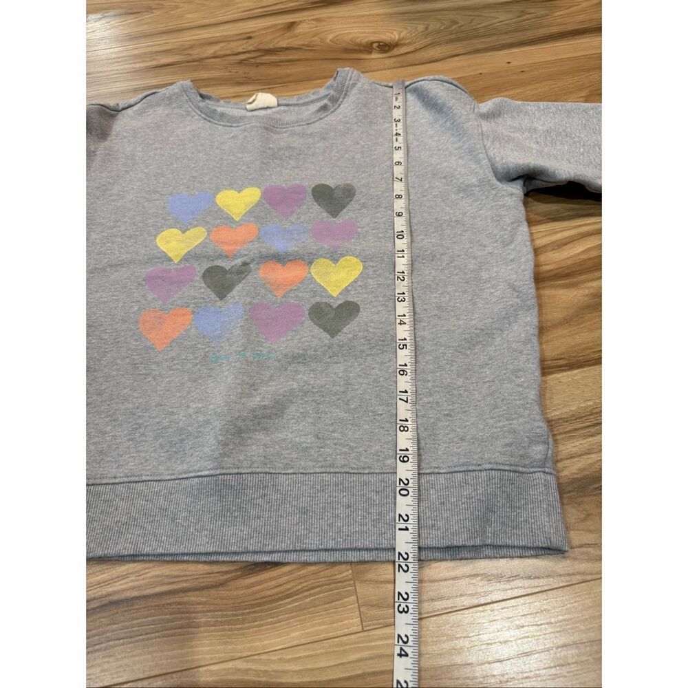 Pact Watercolor Hearts Crew Sweatshirt in heather grey size Medium - Picture 7 of 7